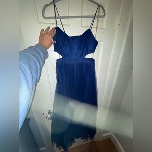 Fame & Partners Navy Blue Tule Prom Dress